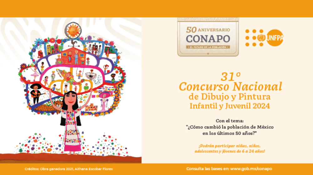 31° Concurso Nacional de Dibujo y Pintura Infantil y Juvenil, 2024 "¿Cómo cambió la población de México en los últimos 50 años?"