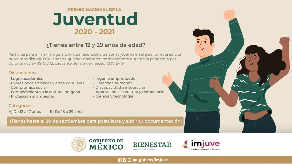 Convocatoria abierta al Premio nacional de la juventud 2020 - 2021